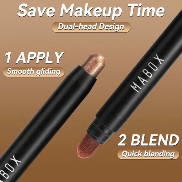 Eyeshadow Stick, 3 Pcs Cream Eye Shadow Sticks, Brightener Stick With Brush - Picture 2 of 6